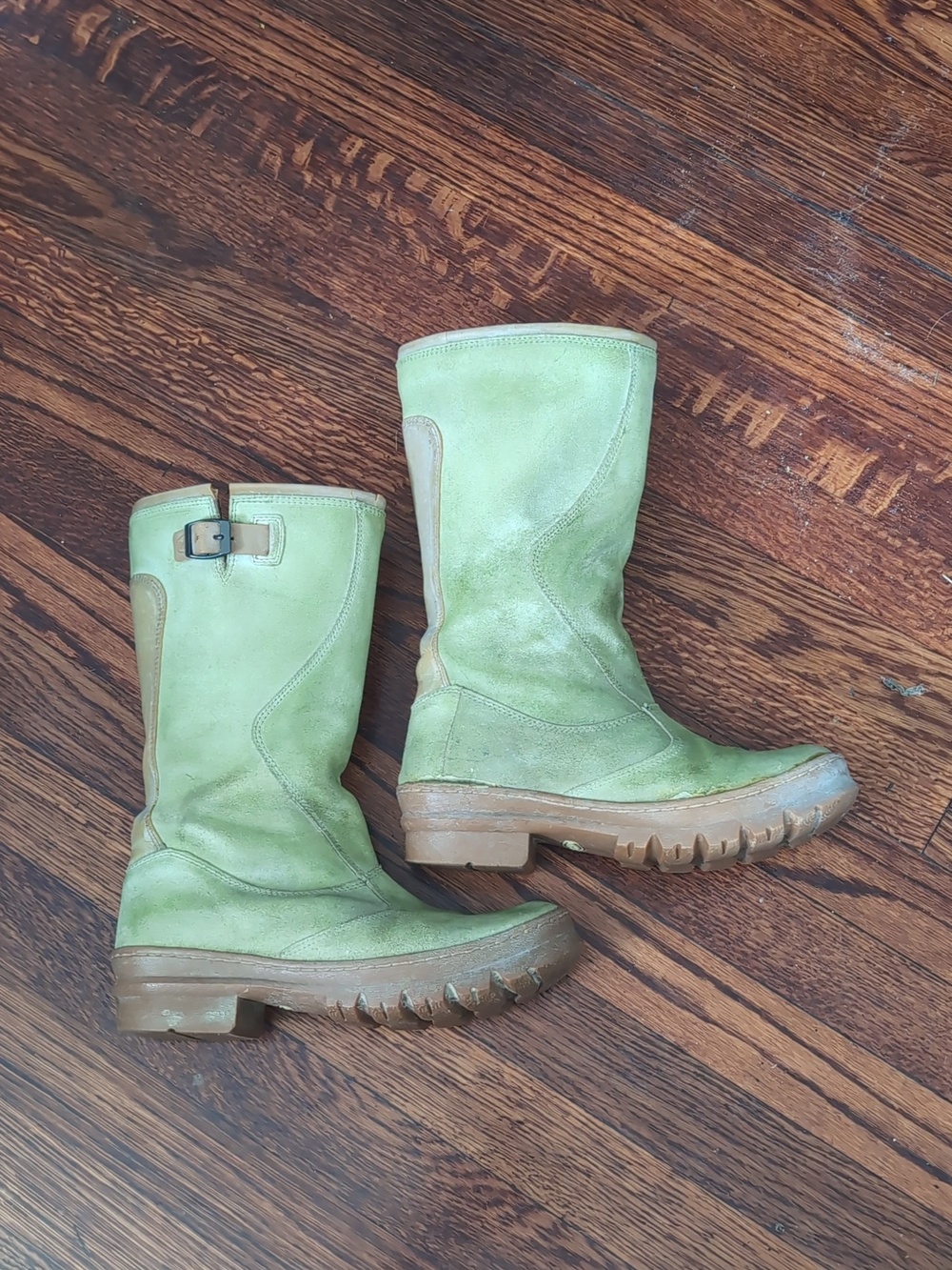 Keen Willamette WP Waterproof Green & Tan Leather Women's Boots Size 8 - Picture 3 of 7